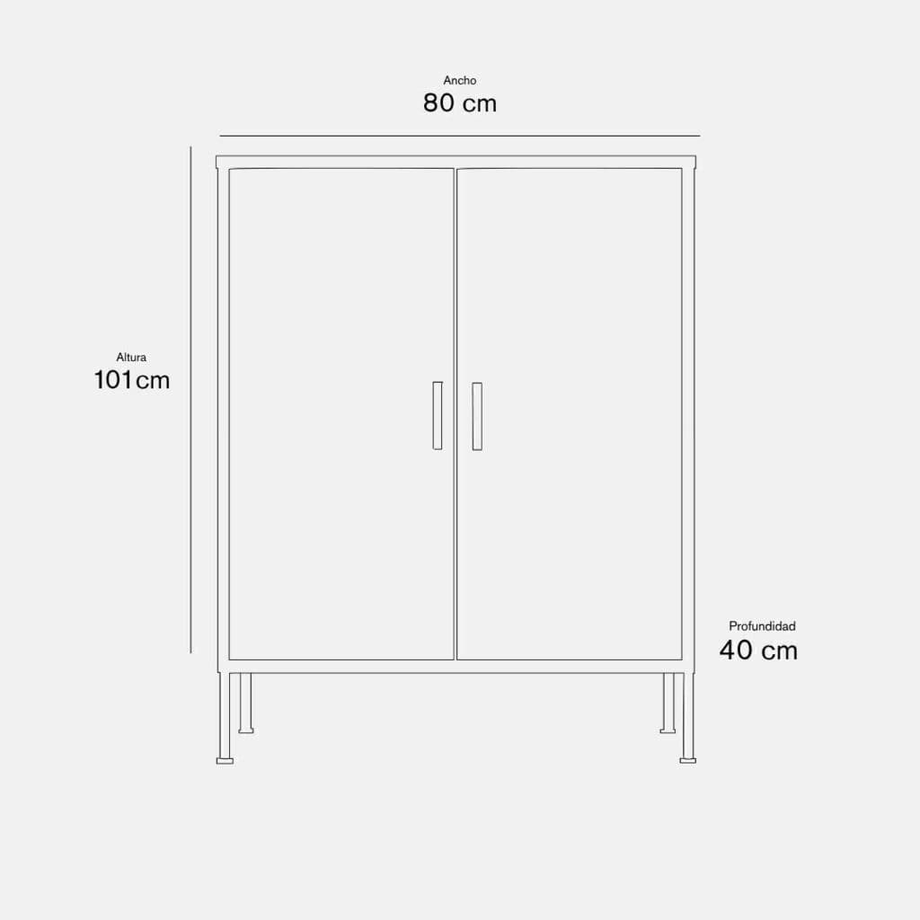 Diagrama de dimensiones de Armario Midi Metalico