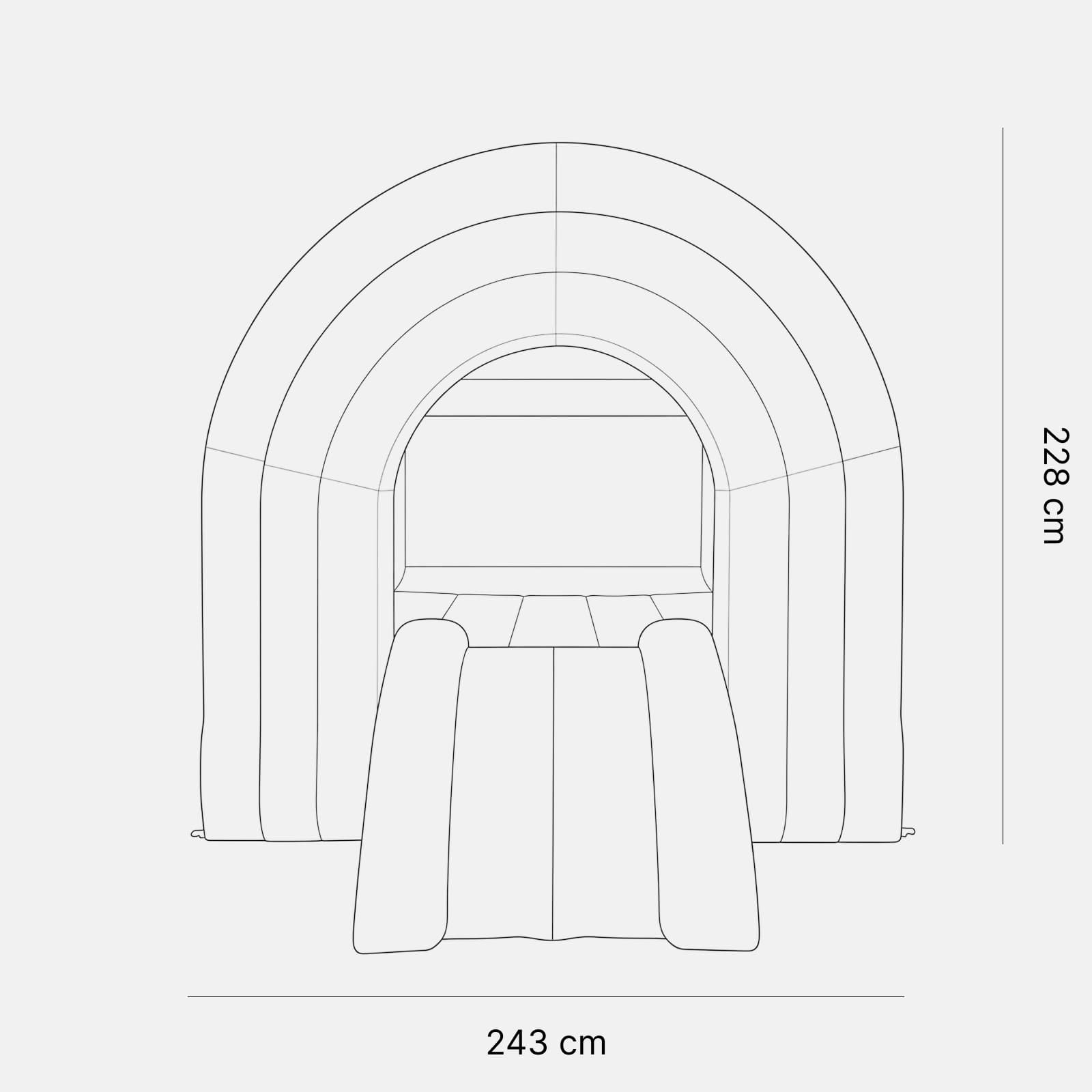 Diagrama de dimensiones de Castillo Inflable Rainbow