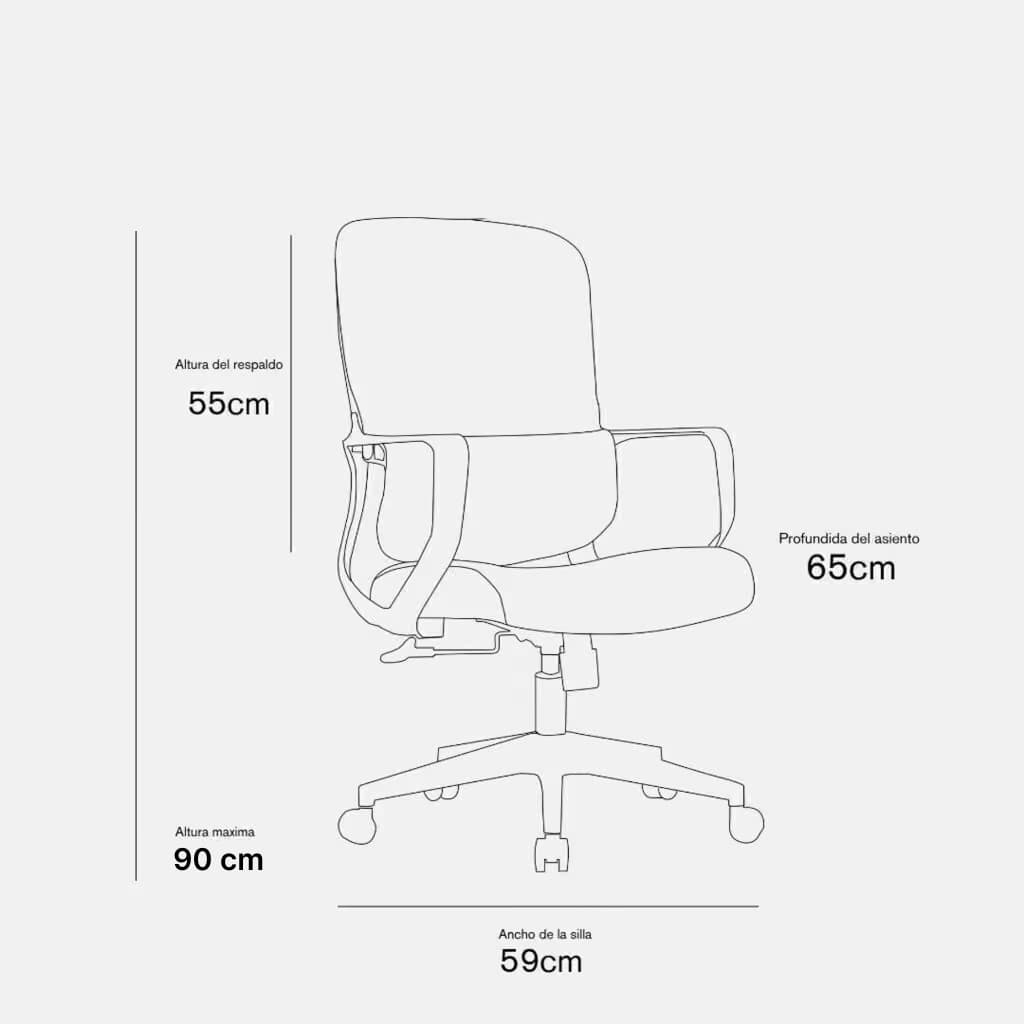 Diagrama de dimensiones de Silla Ergonómica
