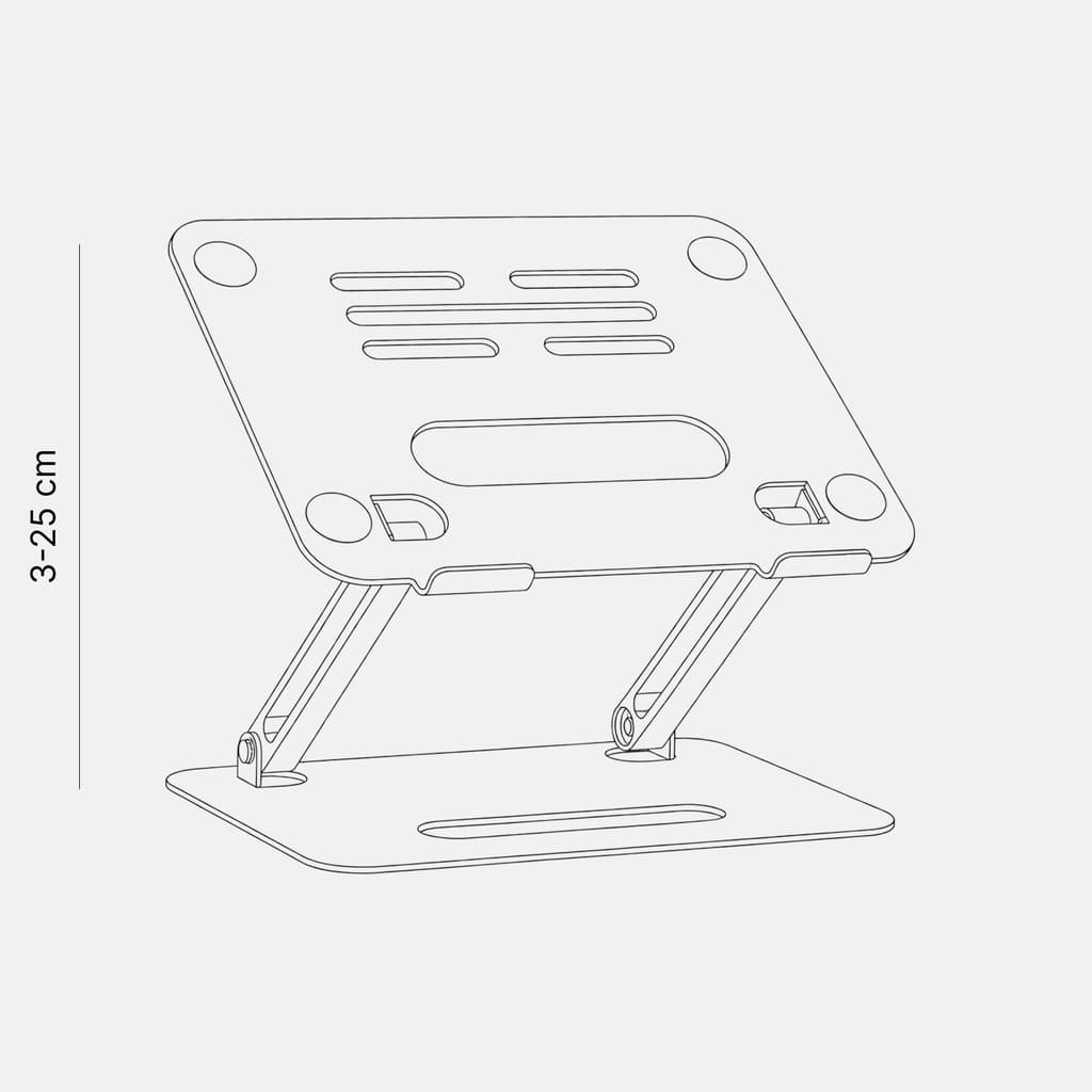 Diagrama de dimensiones de Soporte de Laptop regulable